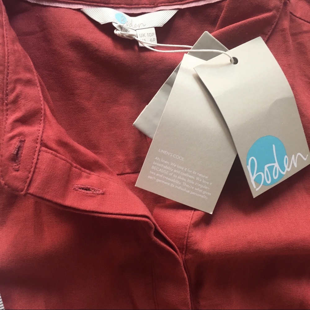 NWT Boden Freya Rust Linen Shirt Dress 6P - Picture 11 of 15
